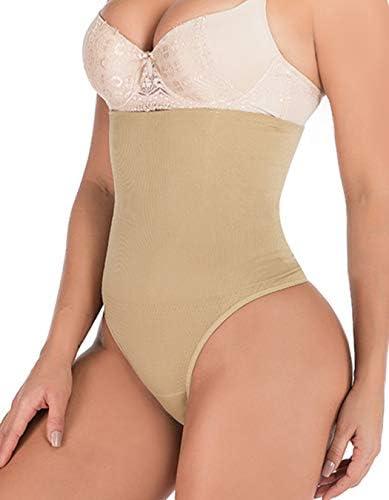 FLORATA Women's Thong Shapewear Tummy Control Butt Lifting Panties High Waist Body Shaper Briefs S
