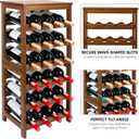Wine Rack Free Standing Floor, 6-Tier 24 Bottles Display Wine Storage Shelves with Table Top, Easy-Assembly Freestanding Bamboo Wine Racks for Kitchen Dining Room Bar, Walnut