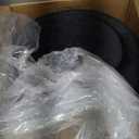 Meridian Furniture Vino Collection Modern | Contemporary Velvet Upholstered Hourglass Shaped Ottoman/Stool with Gold Finished Stainless Steel Band, 15.5" W x 15.5" D x 17" H, Black