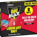 Raid Max Liquid Ant Bat; Kills Ants Where They Breed, For Indoor and Outdoor Use; 8 Bait Stations