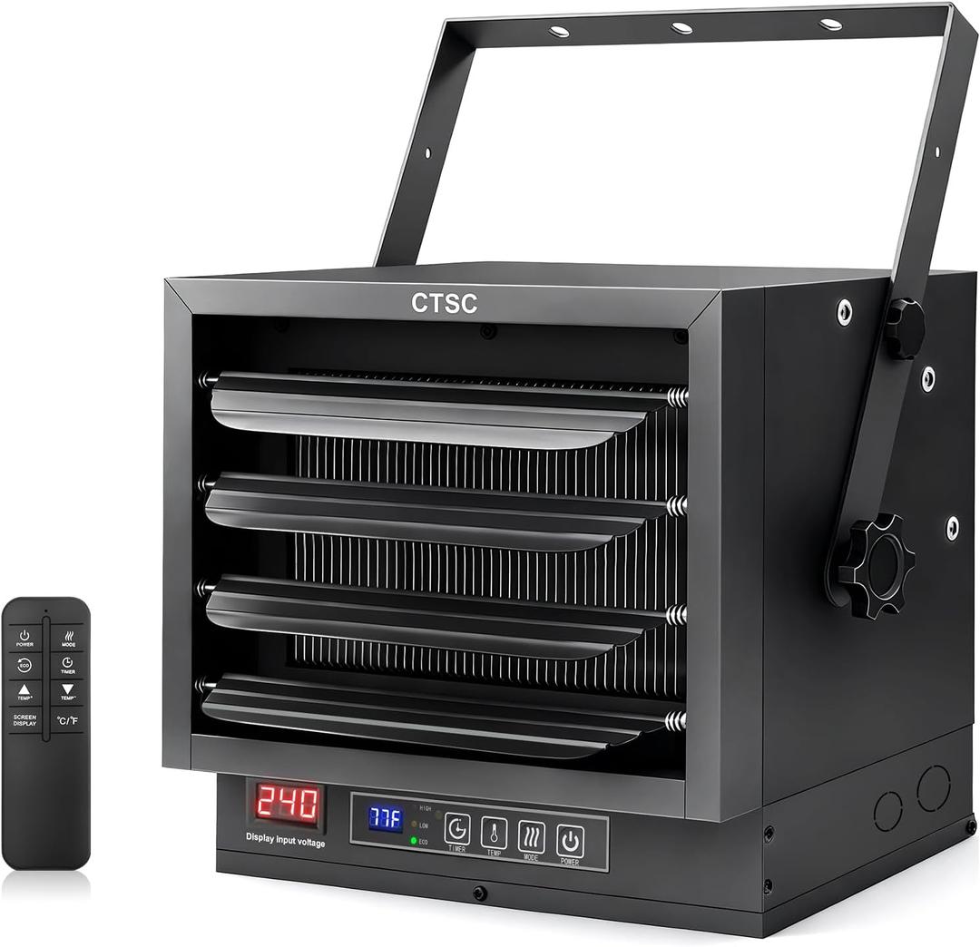 CTSC 8500W Garage Heater Electric, 240v Hardwired Fan-Forced Electric Garage Heater with Digital Thermostat, Remote Control and Timer, ECO Function, Ideal for Workshop, ETL Listed Garage Heater