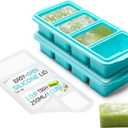 XOMOO Silicone Freezer Tray With Lid - Soup Freezer Container molds - Large Ice Cube Tray- makes 8 perfect 1 cup portions cubes, 2-Pack Freezer Storage Food Soups & Meal Prep - Oven & Dishwasher -Safe