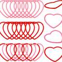 Soulchen 24 Valentine's Heart Shaped Ring Toss Games for Party Activities Red and Pink Plastic Toss Ring for Indoor Outdoor Speed and Agility Practice Games Valentine's Party Supply