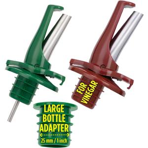 Poura Oil and Vinegar Dispenser Spouts | Airtight ClickSeal Bottle Pourers Keeps Oil Fresh with Built-in Caps | Use Your Own Bottles as Oil & Vinegar Dispensers | Dishwasher Safe