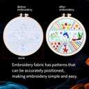 Afcancihe 4 Embroidery Kits, Cross Stitch Starter Kit for Beginners, Adult Needle Felting Tool, Comes with Printed Fabric, Embroidery Needle, Instructional Video, Craft Gift (Bringing Spring)