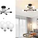 Modern Sputnik Chandelier, 6-Light Ceiling Light, 6 LED Light Bulbs Included for Bedroom,Dining Room,Kitchen,Office (Black)