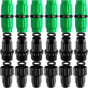 JaGely 12 Sets 3/4" Expandable Garden Hose Repair Kit Plastic Faucet Adapters Double Channel Water Hose Connectors with 12 Pieces 3/4 Inch Rubber Gaskets for Garden Hose Fittings