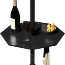 Sundale Outdoor Adjustable Umbrella Table, LED 23'' Portable Polygon Umbrella Tray for 1.5ft Patio Umbrella Pole, Black