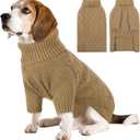Dog Sweater, Christmas Sweaters for Large Dogs, Solid Color Dog Pullover for Fall Winter, Warm Sweatshirt Knit Turtleneck for Corgi, French Bulldog, Camel Large