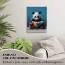 KU-DaYi Panda Reading Book Wall Art Decor, Cute Panda Bookish Canvas Prints Pictures Framed, Book Lovers Gifts Wall Art Prints for Home Reading Room Library Classroom Decor, 11x14 Inches