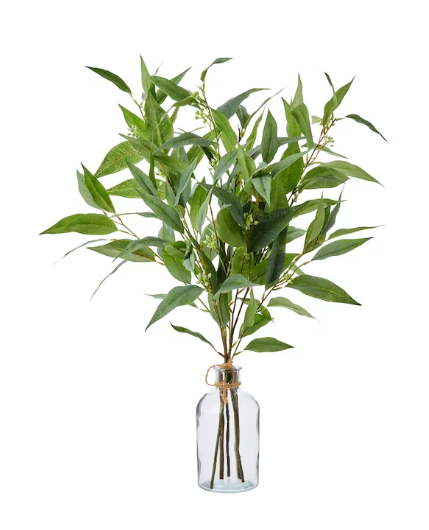 Faux Plant With Glass Vase