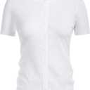 GRACE KARIN Women Short Sleeve Cardigan, 2026 Summer Knitted Sweater Tops, Basic Crew Neck Crop Outfits (White, M)