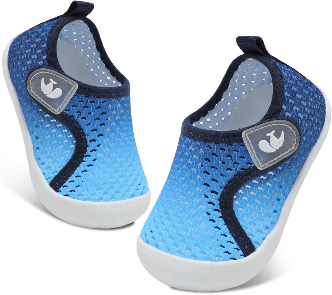 FEETCITY Wide Baby Water Shoes Boys Girls Barefoot Shoes Quick-Dry Kids Aqua Socks for Beach Swim Pool (6-12 Months Infant, Blue Gradient)