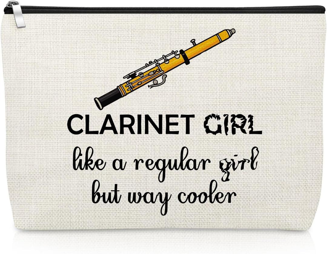 Clarinet Gifts for Women Clarinetist Makeup Bag Clarinet Lover Gift for Player Teacher Friend Coworker Musical Presents Cosmetic Bag Christmas Birthday Present for Music Lover Travel Cosmetic Pouch