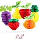2 x Gyufise 6Pcs Fruit Honeycomb Centerpieces Hawaiian Summer Fruit Table Toppers Tropical Fruit Party Decorations Pineapple Strawberry Grape for Hawaiian Luau Fruit Themed Party