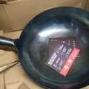 YOSUKATA 14 Round Bottom Carbon Steel Wok Pan Blue Pre-Seasoned Pow Wok for Stir Fry, BBQ & Camping Traditional Japanese & Chinese Cookware Compatible with Gas Stoves & Open Fire Only