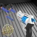 Foam Dart Blaster for Kids, Pull to Prime, 8-Dart Rotating Barrel, 20 Darts, Outdoor Toys Shooting Games for 8 Year Old + Boys & Girls (Blue)