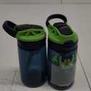 Contigo Aubrey Kids Cleanable Water Bottle with Silicone Straw and Spill-Proof Lid Blueberry & Monsters 14 Ounce 2-Pack