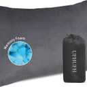 Camping Pillow,Compressible Small Shredded Memory Foam Pillow,Travel Pillow for Airplane,Backpacking and Hiking Grey Small 