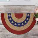 Ceenna Patriotic Half Round Doormat 4th of July Coir Door Mat Indoor Outdoor Patriotic Star Doormat Red White Blue Rugs for Independence Memorial Day Porch Front Decoration, 30 x 18 Inch