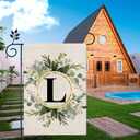 2 x LUTER Monogram Letter L Garden Flag, 12x18 Inch Floral Garden Flag Garden Letter Flags Burlap Flag Family Last Name for Outside, Yard, Patios, Lawns, Gardens