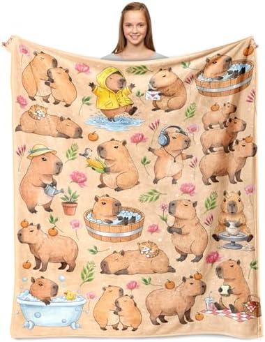 Capybara Gifts for Girls, Capybara Blanket for Girls Boys, Soft Flannel Throw Blanket for Room Decor Bedding 40"x50"