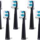 Replacement Toothbrush Heads Compatible with fairywill Electric Toothbrush, Model FW-507/FW-508/2011/959/917/551, D1/D3/D7/D8,W Shape Design Planted with Nylon Bristle (6 Pack - Black)