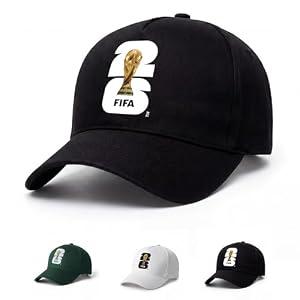 2026 Official Baseball Cap, Cotton Soccer Fan Hat, Adjustable Football Sports Cap for Men Women Outdoor Travel Black (Black)