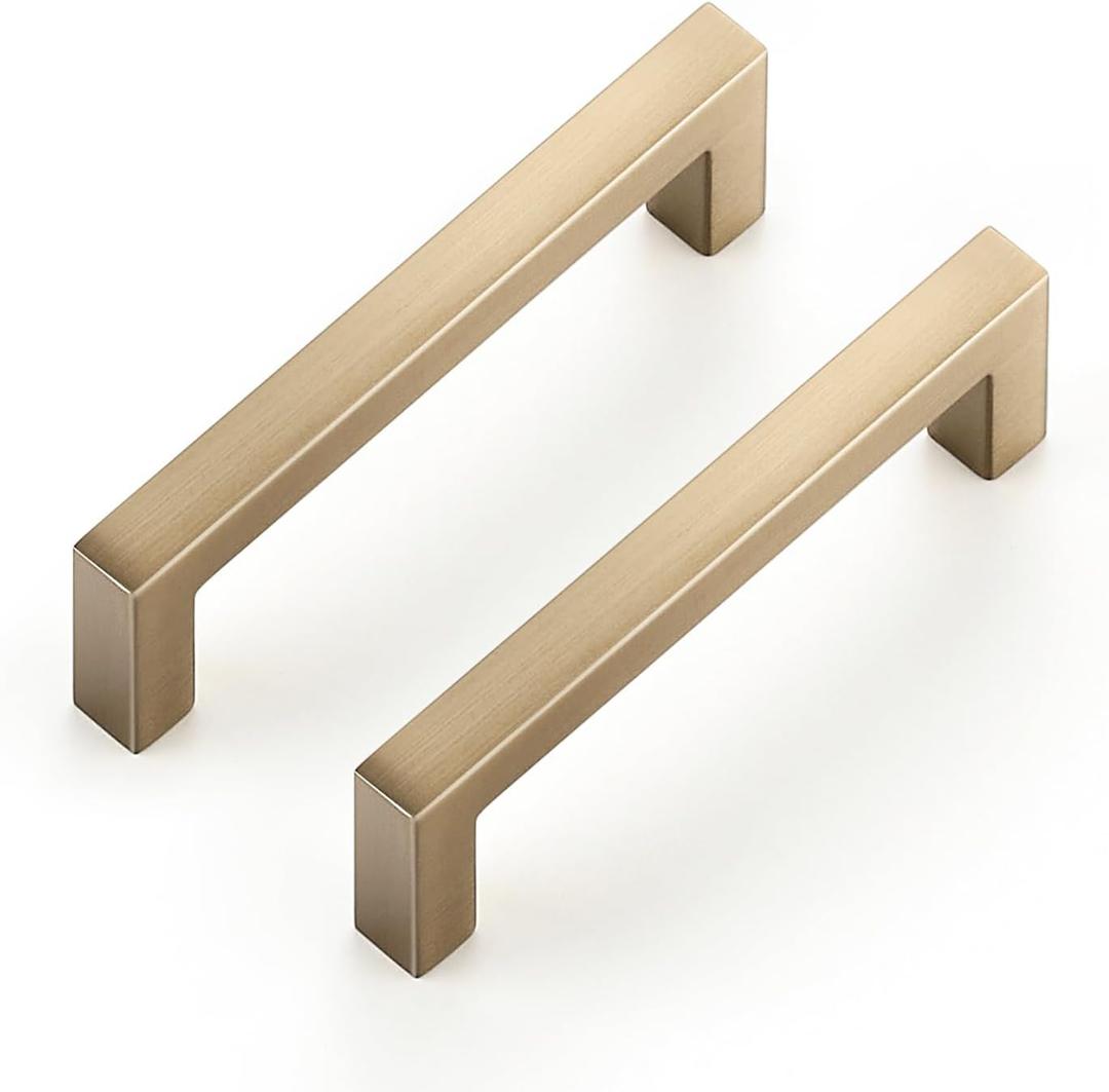 Ravinte Cabinet Handles Solid Slim Champagne Bronze 15 Pack 3 Inch Hole Center Square Bar Drawer Handles Kitchen Cabinet Pulls Drawer Kitchen Cabinet Hardware