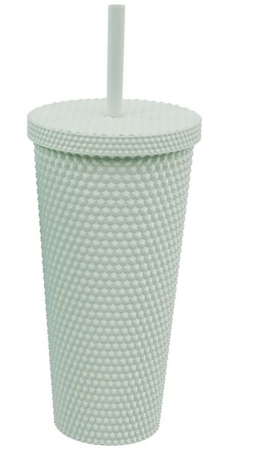 Copco 22oz Studded Insulated Tumblers with Straw and Lid, Acrylic Reusable Cold Drink Tumblers, Spill-Resistant, BPA-Free, Travel-Friendly, Cupholder Compatible