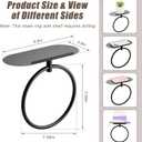 2 Pcs Hand Towel Ring with Shelf, Matte Black Stainless Steel Hand Towel Holder, Heavy Duty Bath Accessories, Wall Mounted Hanger for Bathroom Kitchen