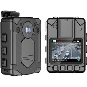 1440P 2K Police Body Camera, 128GB,14H Battery, 2.0" LCD,Night Vision, Waterproof Shockproof Lightweight Data-encrypt Body Cam for Law Enforcement