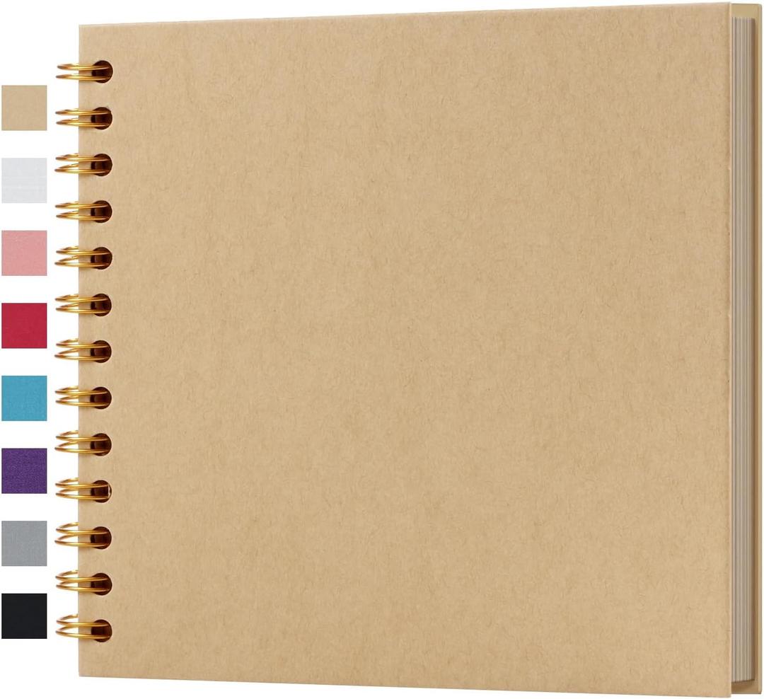 potricher 7 x 7 Inch DIY Scrapbook Album 40 Pages Hardcover Kraft Paper Scrap Book Photo Albums Memory Book for Wedding and Anniversary Family (Yellow, 7 Inch)