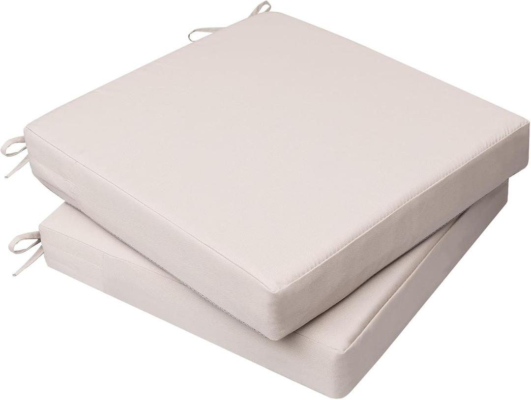 AAAAAcessories Outdoor Seat Cushions for Chairs, Waterproof, Fade-Resistant, 18" x 18" x 2", Patio Furniture Replacement Cushions, Set of 2, Sandstone Beige