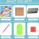 CHWGLFGG Diamond Art Kits for Kids with Wooden Frame, Alpaca Diamond Painting Kits for Beginners, DIY Big Gem Paintings Kits Animal Diamond Dots for Kids Ages 8-12, Home Wall Decor 7x7 Inch