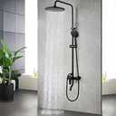 Black Shower System Set Rainfall Spout Round Head with Wall Mounted Handheld Spray Mixer Tub Shower Faucet Set
