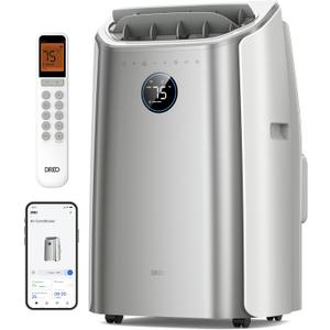 Dreo Portable Air Conditioners, 14000 BTU AC Unit for Bedroom with Drainage-Free Cooling, 3-in-1 with Fan & Dehumidifier, Touch/APP/Voice/Remote, 24h Timer, Smart Floor AC for Room Indoors, AC516S (Silver)