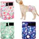 3Pack Dog Diapers Female,Washable Diaper for Doggie,Highly Absorbent Reusable Dog Diaper,Adjustable Leakproof Puppy Girl Dog Diapers for Heat,Incontinence,Period Doggy Nappies (M(12"-15"Waist), Purple)
