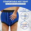 Adult Plastic Diaper Covers Waterproof, Leakproof Rubber Incontinence Pants Washable, High Waist Women Underwear Overnight (Blue, Medium)