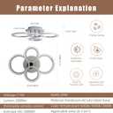 Modern Ceiling Light,50W Flush Mount Ceiling Lights,Dimmable lampara de techo para sala,4 Rings Lighting Fixture Ceiling Lamps for Living Room, Bedroom,Kitchen,Laundry Room,3000-6000K,Chrome