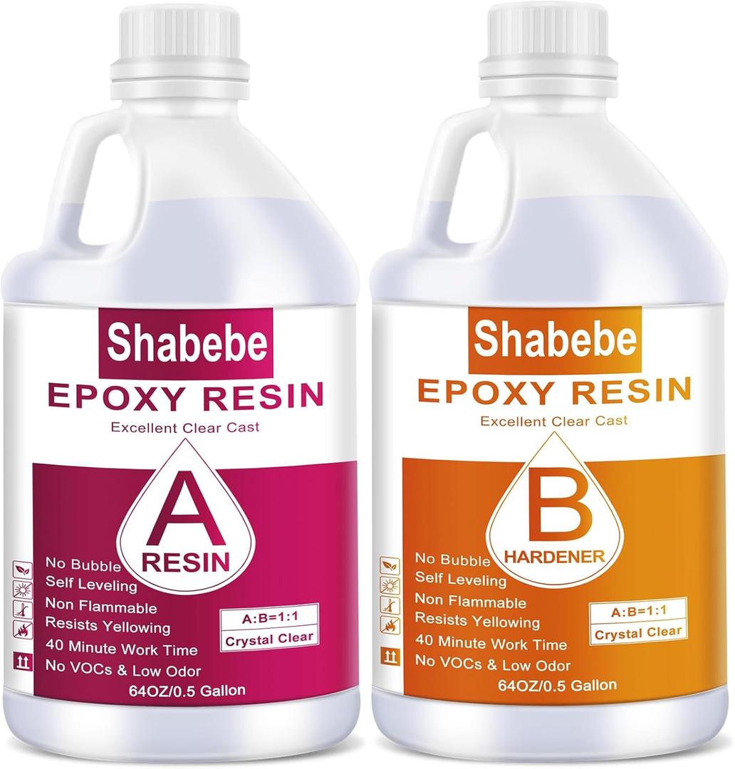 Epoxy Resin, 1Gallon Epoxy Resin Crystal Clear, Not-Yellowing No-Bubble, Self Leveling Easy-Pour Easy Mix 1:1 Casting Kit &Coating for DIY Jewelry Making, Art Resina Clear Crafts, Molds, River Tables