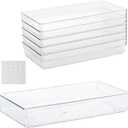 Ohlove 6Pcs Clear Plastic Drawer Organizers Tray 12" x 6.2" Storage Bins with 25Pcs NonSlip Pads for Makeup, Jewelries, Kitchen Utensils, Bathroom and Office