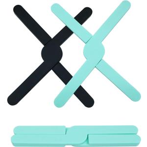 3 Pack Foldable Silicone Trivets - X-Shaped Versatile and Durable Trivet Mats - Anti-Slip and Heat-Resistant Kitchen Mat Holders for Hot Dishes Pots and Pans - Black + Green