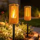 Solar Lanterns Outdoor Hanging Garden Decorations, Solar Pathway Lights Waterproof Flickering Flame Gifts for Women Mom Grandma,Decorative Stakes Lantern Outside for Lawn Yard Porch Tree