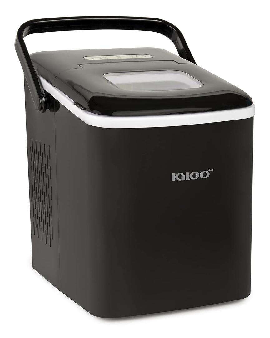 Igloo Premium Self-Cleaning Countertop Ice Maker Machine, Handled Portable Ice Maker, Produces 26 lbs. in 24 hrs. with Ice Cubes Ready in 6-8 Minutes, Comes with Ice Scoop and Basket (Black)