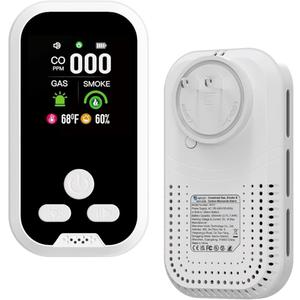 IQYEF 5-in-1 Carbon Monoxide Detectors, Natural Gas Leak Detector & Smoke and Carbon Monoxide detectors Plug-in, Battery Backup, HD Digital Display for CO, Smoke, Gas, Temp, Humidity - Home & RV Use