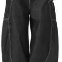 Men's Baggy Barrel Wide Leg Jeans for Men Women Loose Fit Streetwear Y2k Hip Hop Denim Pants, XS