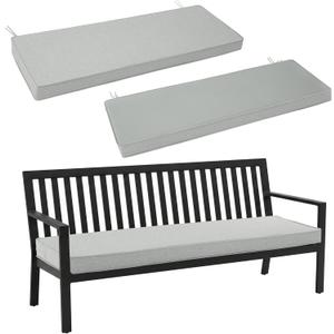 Outdoor Bench Cushion, Water-Resistant & Fade-Resistant, Porch Swing Cushions with Ties, Patio Furniture Seat Pads for Garden Settee, Removable Cover Non-Slip Bottom, 59 x 16 Inch, Light Grey
