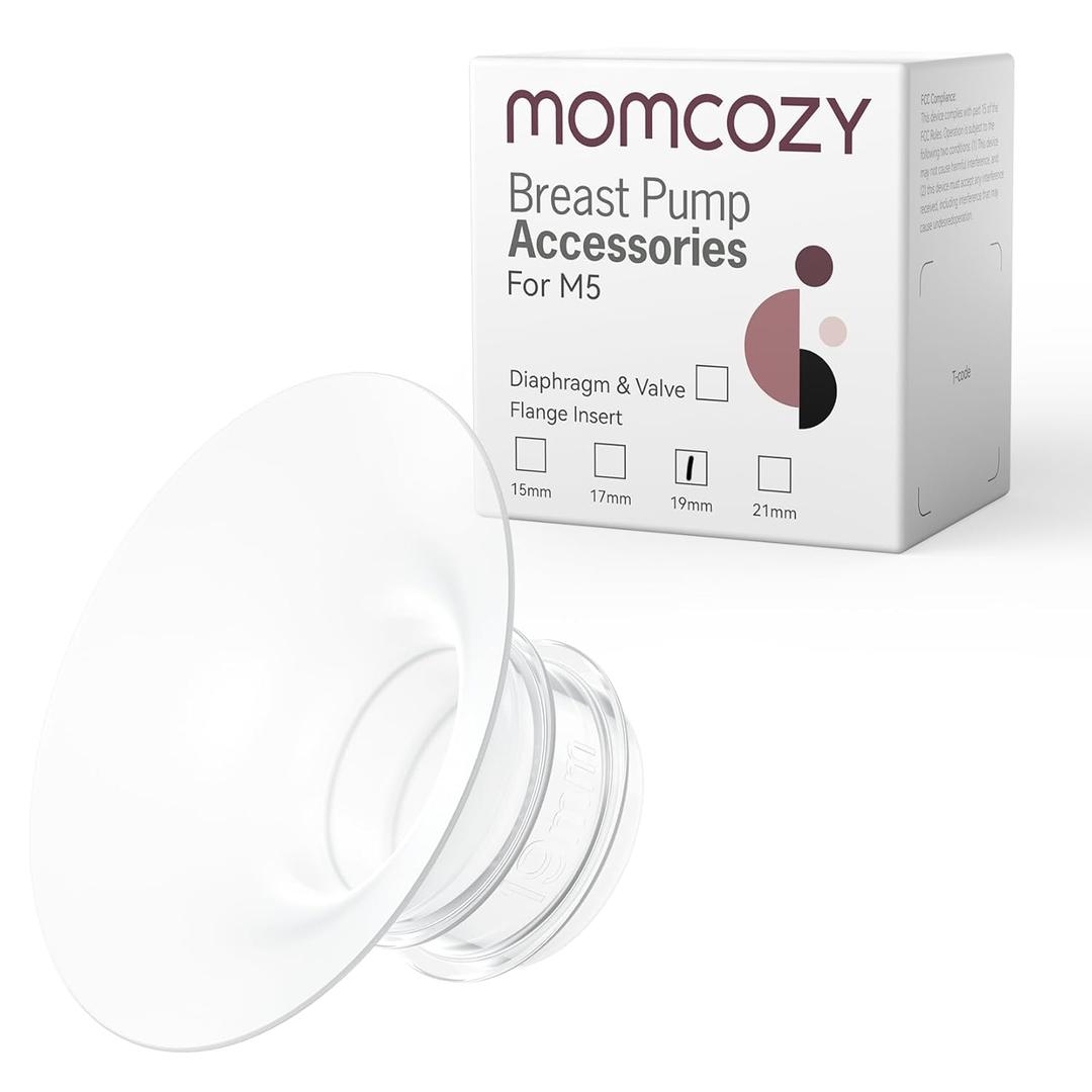 Momcozy Flange Insert 19mm Compatible with Momcozy M5. Original M5 Breast Pump Replacement Accessories, 1PC (19mm) (Transparent)