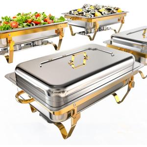 9Qt 4 Pack [Multiple Food Pans Combo] Chafing Dishes for Buffet | High Grade [Durable and Hard] Chafing Dish for Parties, Events & Weddings, Indoors & Outdoors